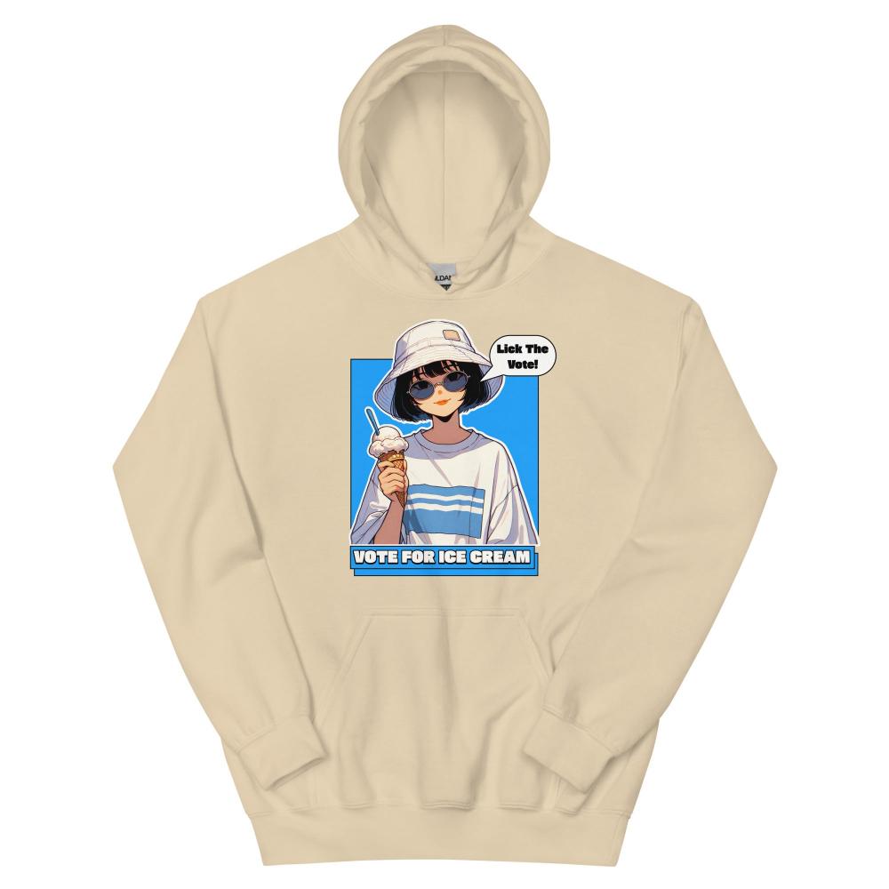 Lick The Vote Anime Ice Cream Girl Hoodie - Sand Color - https://ascensionemporium.net